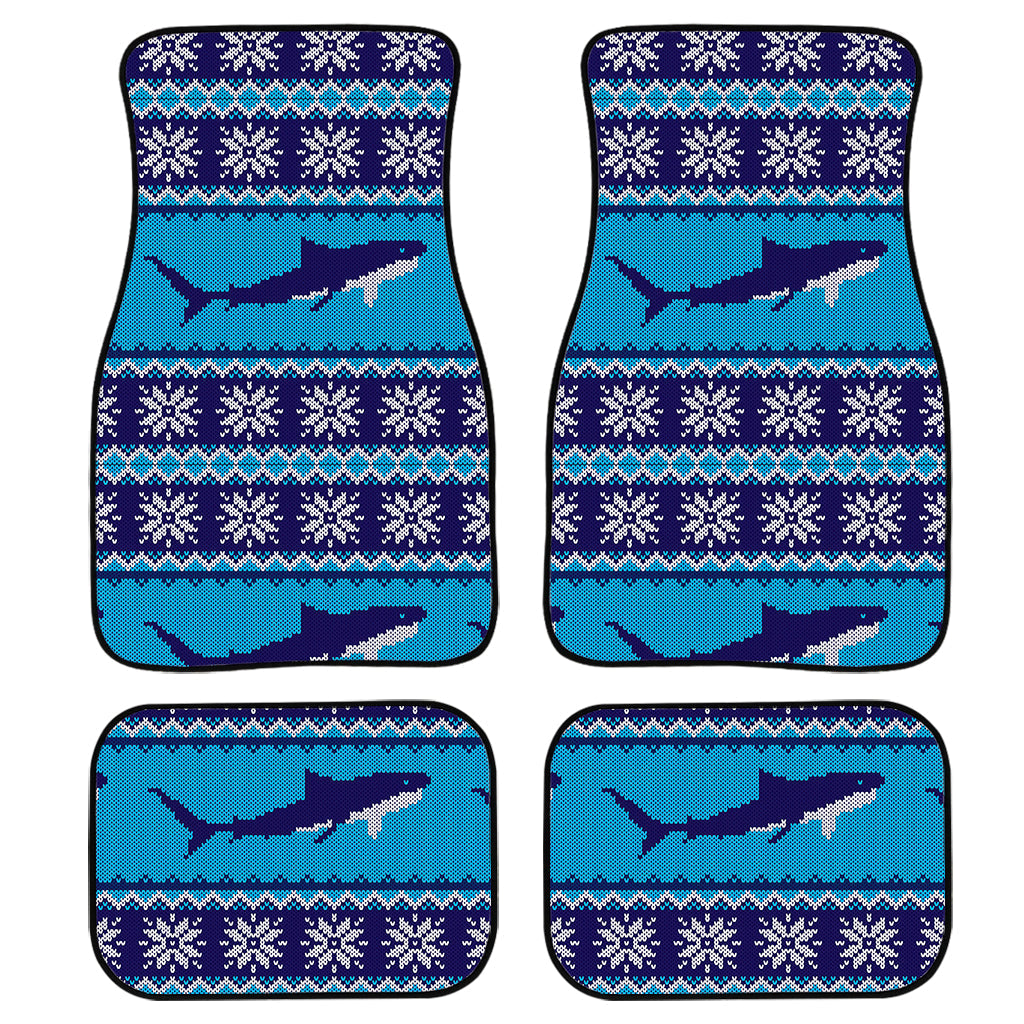 Shark Knitted Pattern Print Front And Back Car Floor Mats, Front Car Mat