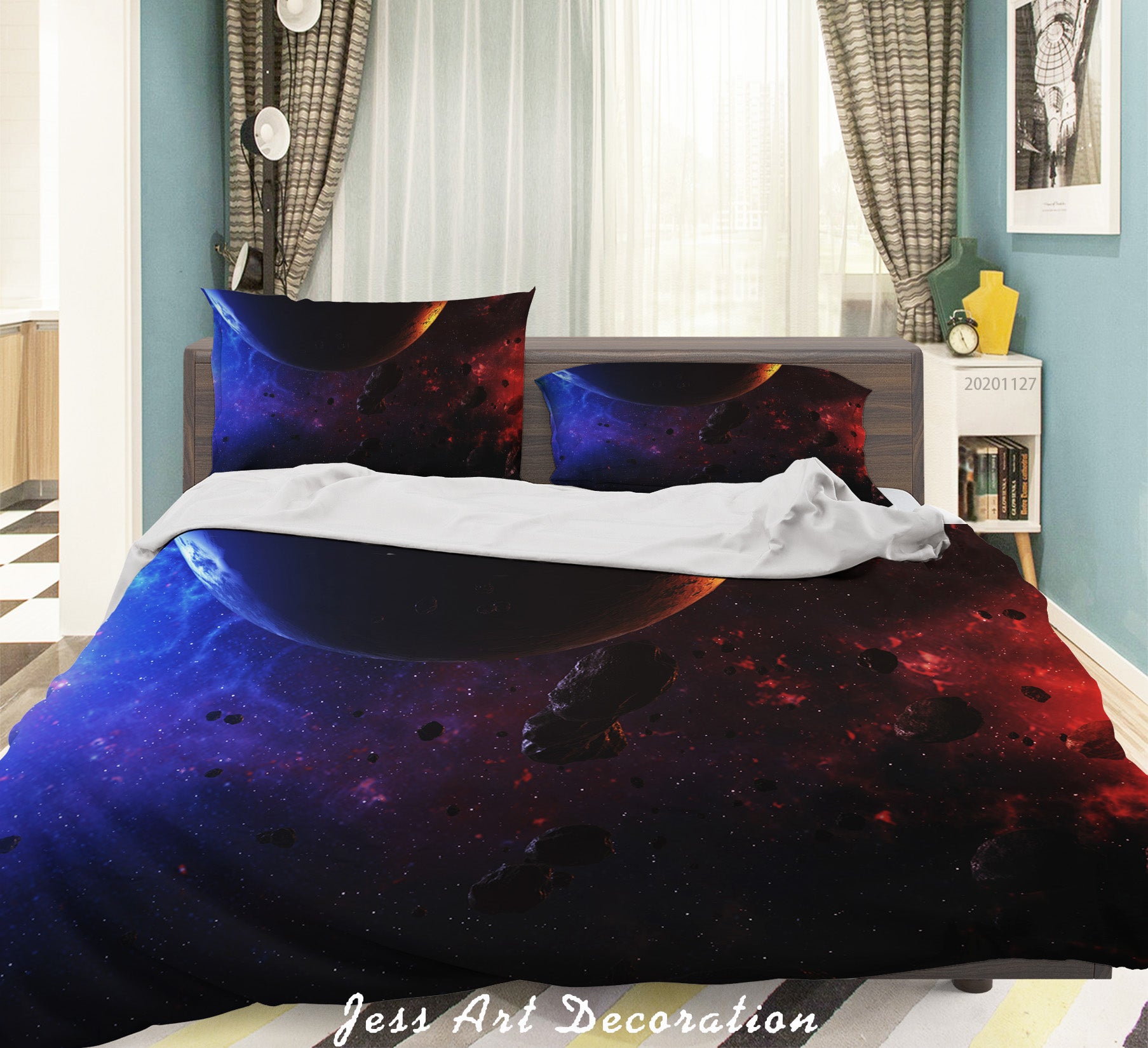 3D Dark Space Planet Nebula Quilt Cover Set Bedding Set Duvet Cover Pillowcases Lxl