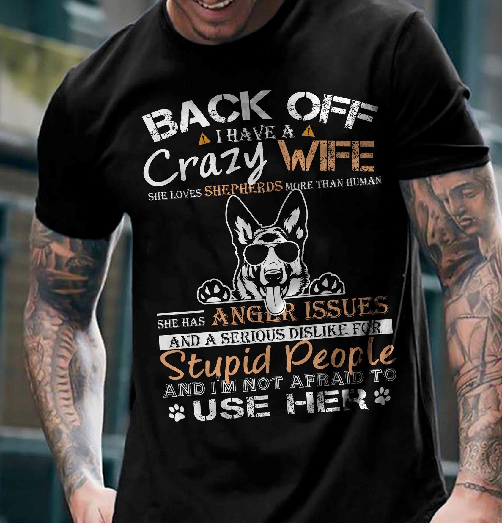 I Have A Crazy Wife She Loves Sherpherds More Than Human Funny Wife Husband Standard/Premium T-Shirt Hoodie