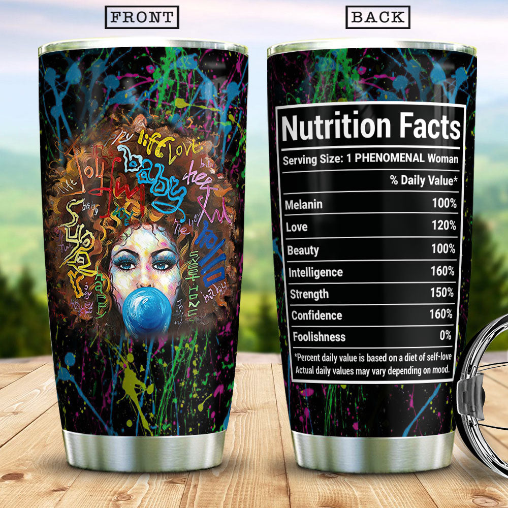 Beautiful Black Woman Nutrition Facts Afro Women Black Women Black Girl African American Magic Black Queen Dngb0406004Z Stainless Steel Tumbler