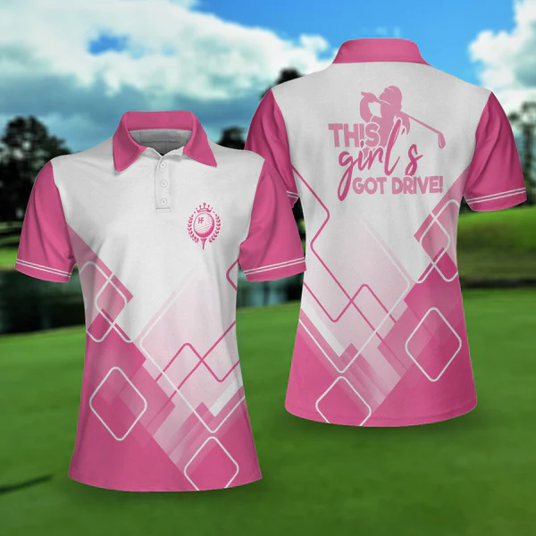 This Girl’S Got Drive Pink Golf Short Sleeve Women Polo Shirt, Pink Pattern Golfing Shirt, , Female Golf Gift Coolspod