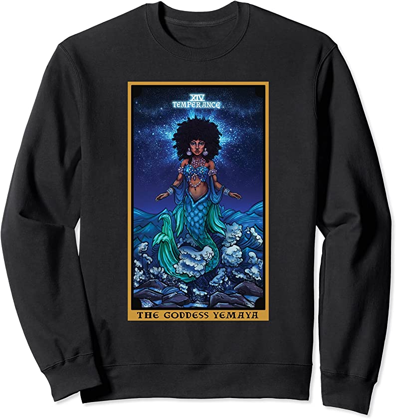 The Goddess Yemaya Temperance Tarot Card Wicca African Witch Sweatshirt