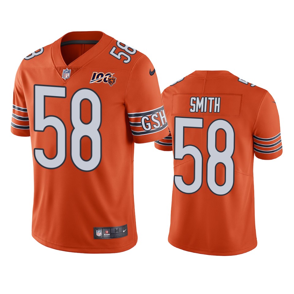 Chicago Bears Roquan Smith Orange 100th Season Vapor Limited Jersey