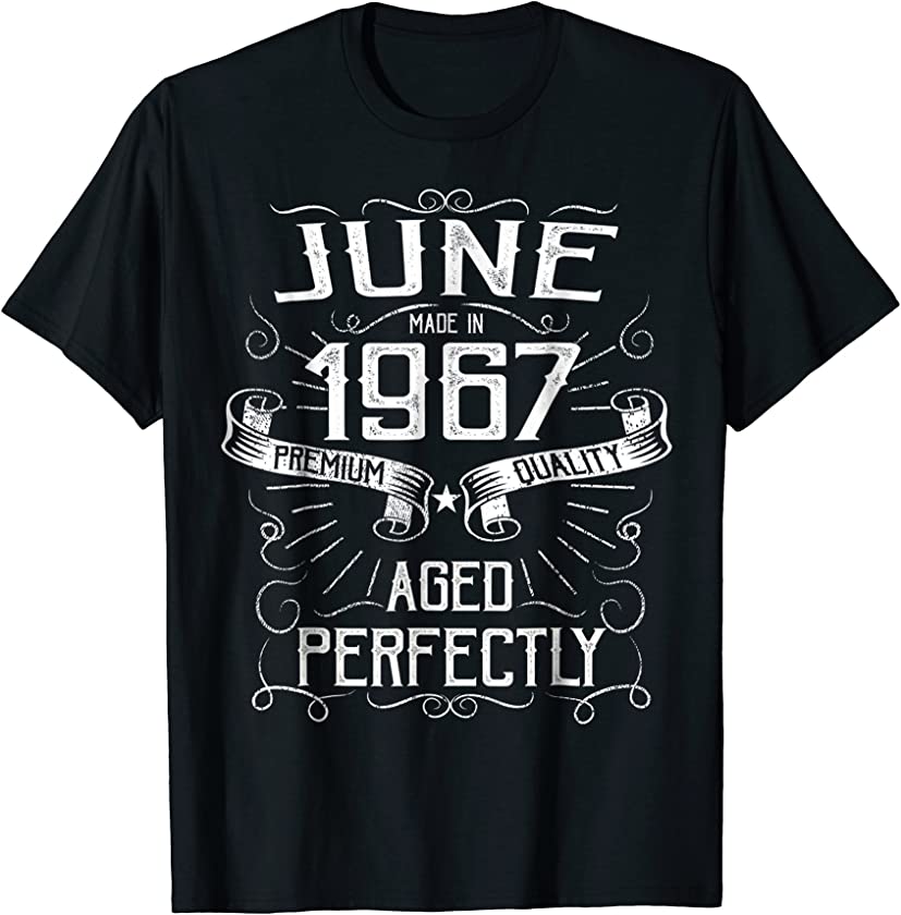 Vintage June Made in 1967 T-Shirt 51st Birthday Gift Tee