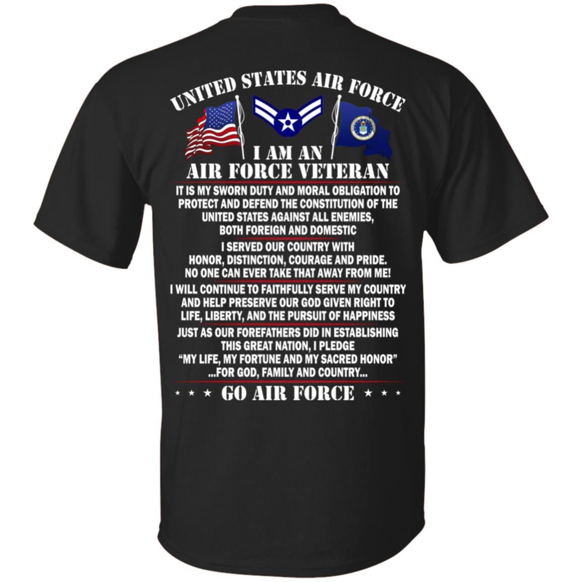 US Air Force E-3 Airman First Class A1C E3 Ranks Enlisted Airman AF Rank – Go Air Force T-Shirt On Back