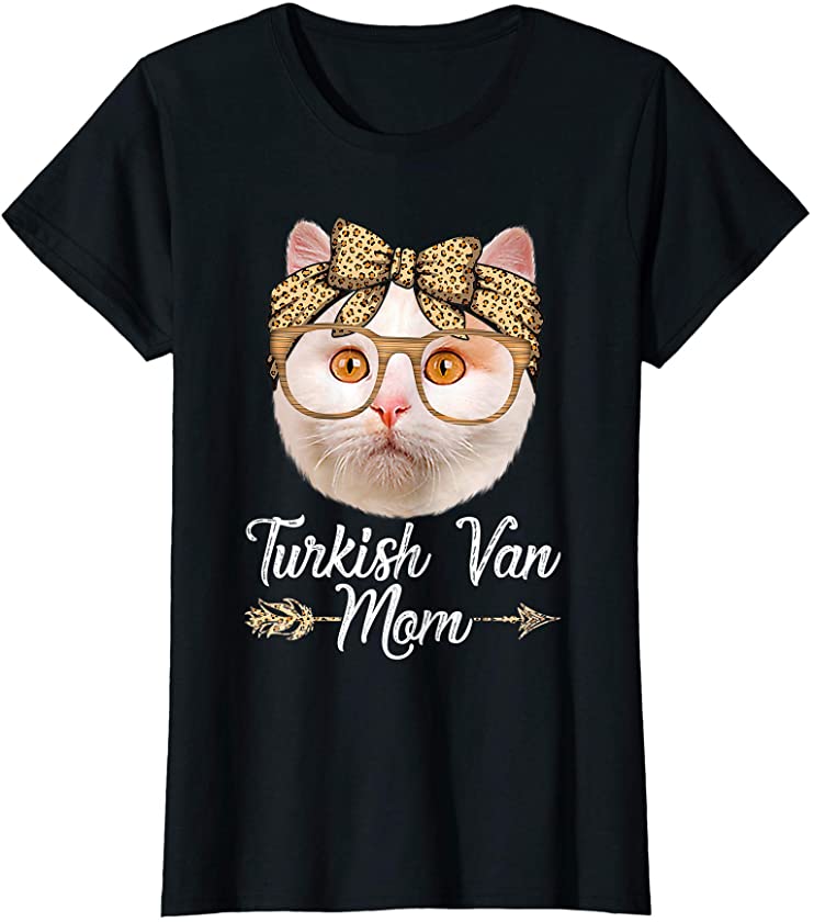 Womens Cute Turkish Van Mom Leopard Cat Mom Mother’s Day T-Shirt