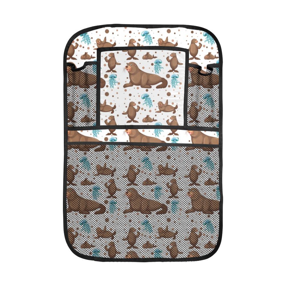 Sea Lion Seals Jellyfish Pattern Car Seat Back Organizer