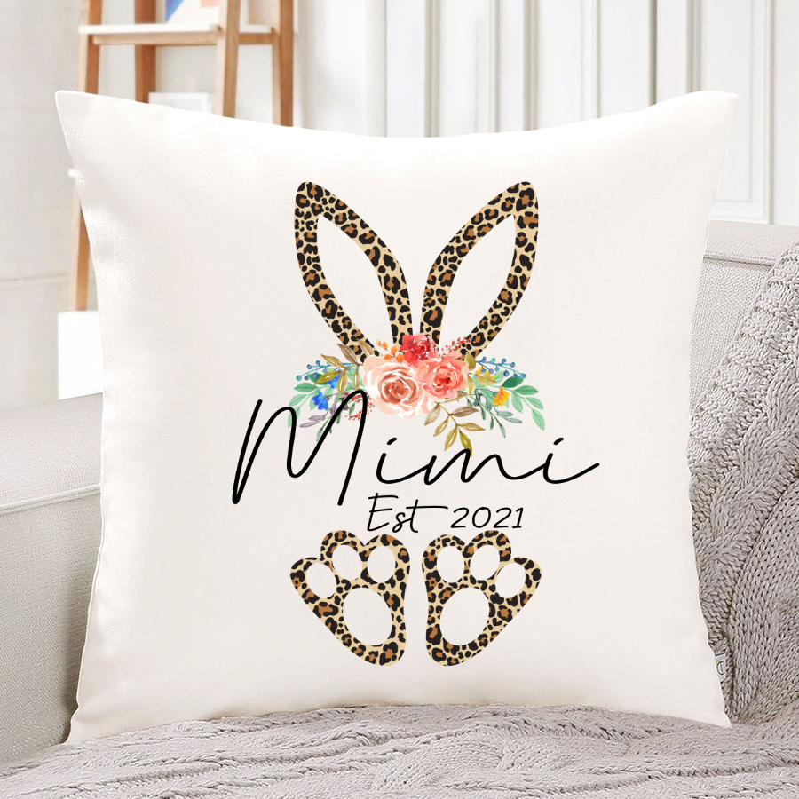 Bunny Leopard Flower Grandma Est Indoor Pillow