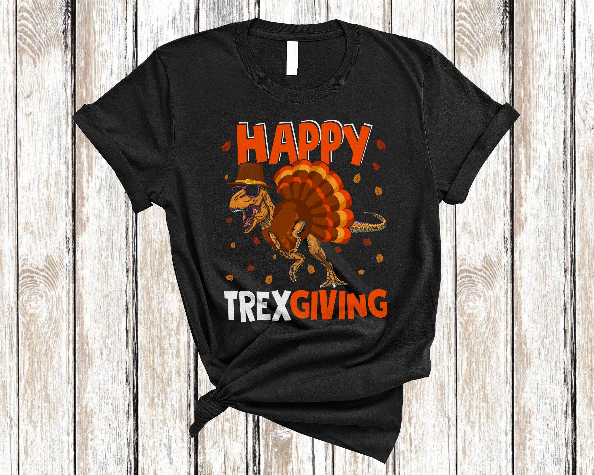 Thanksgiving T-Rex Shirt Happy Trexgiving Funny Thanksgiving Fall Turkey T-Rex Kids Family Lover T-Shirt