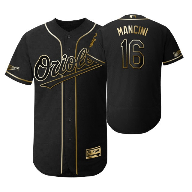 Baltimore Orioles #16 Trey Mancini MLB 2019 Golden Brandedition Black Jersey Gift For Orioles Fans