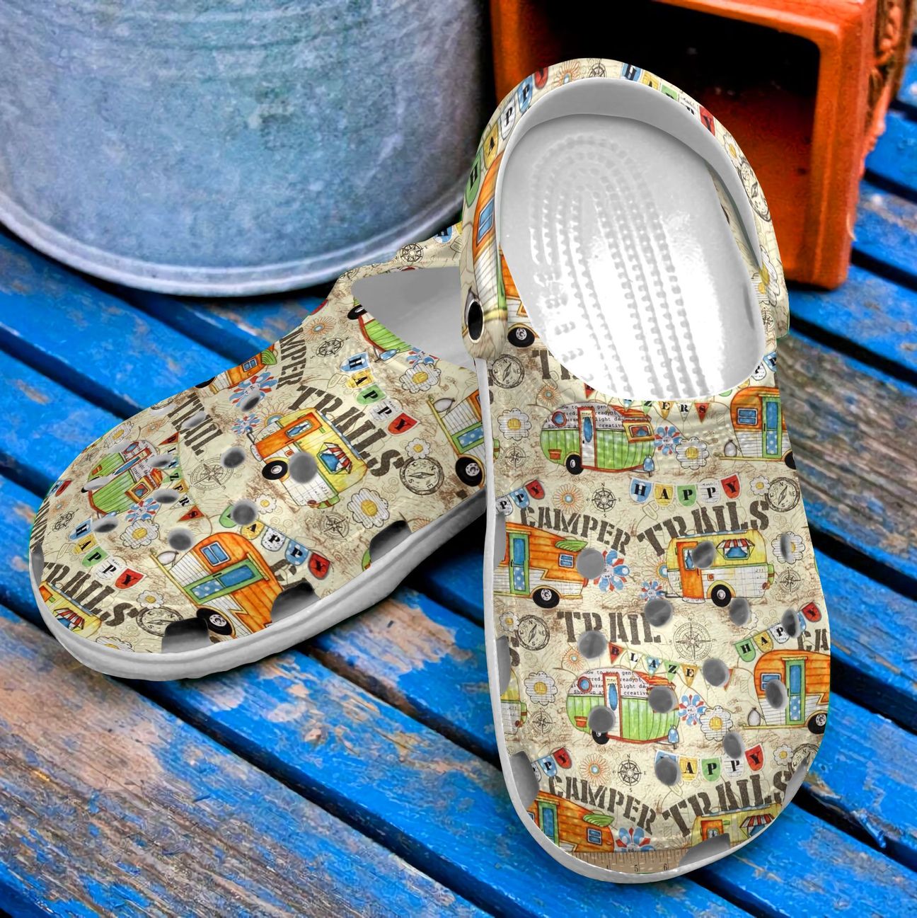 Camping Personalized Clog, Custom Name, Text, Color, Number Fashion Style For Women, Men, Kid, Print 3D Camper Trails