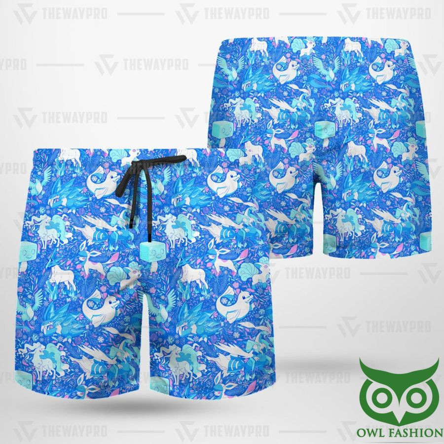 Anime Pokemon Ice Seamless Pattern Hawaii Short Summer Shorts Men Ha15050