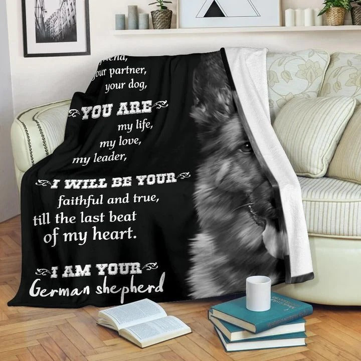 German Shepherd I Am Your Friend Your Partner Your Dog Blanket Gift For Dog Lovers Birthday Gift Home Decor Bedding Couch Sofa Soft And Comfy Cozy