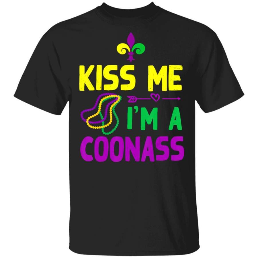 Kiss Me I’m A Coonass Mardi Gras T Shirt Costume Mask T-Shirt Fat Tuesday Tshirt Carnival Festival Tee Friends Shirts