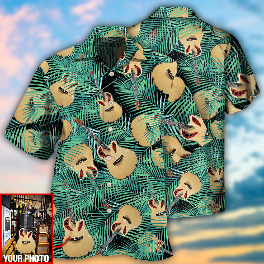 Guitar Tropical Leaf Custom Photo Hawaii Shirt Ha18863