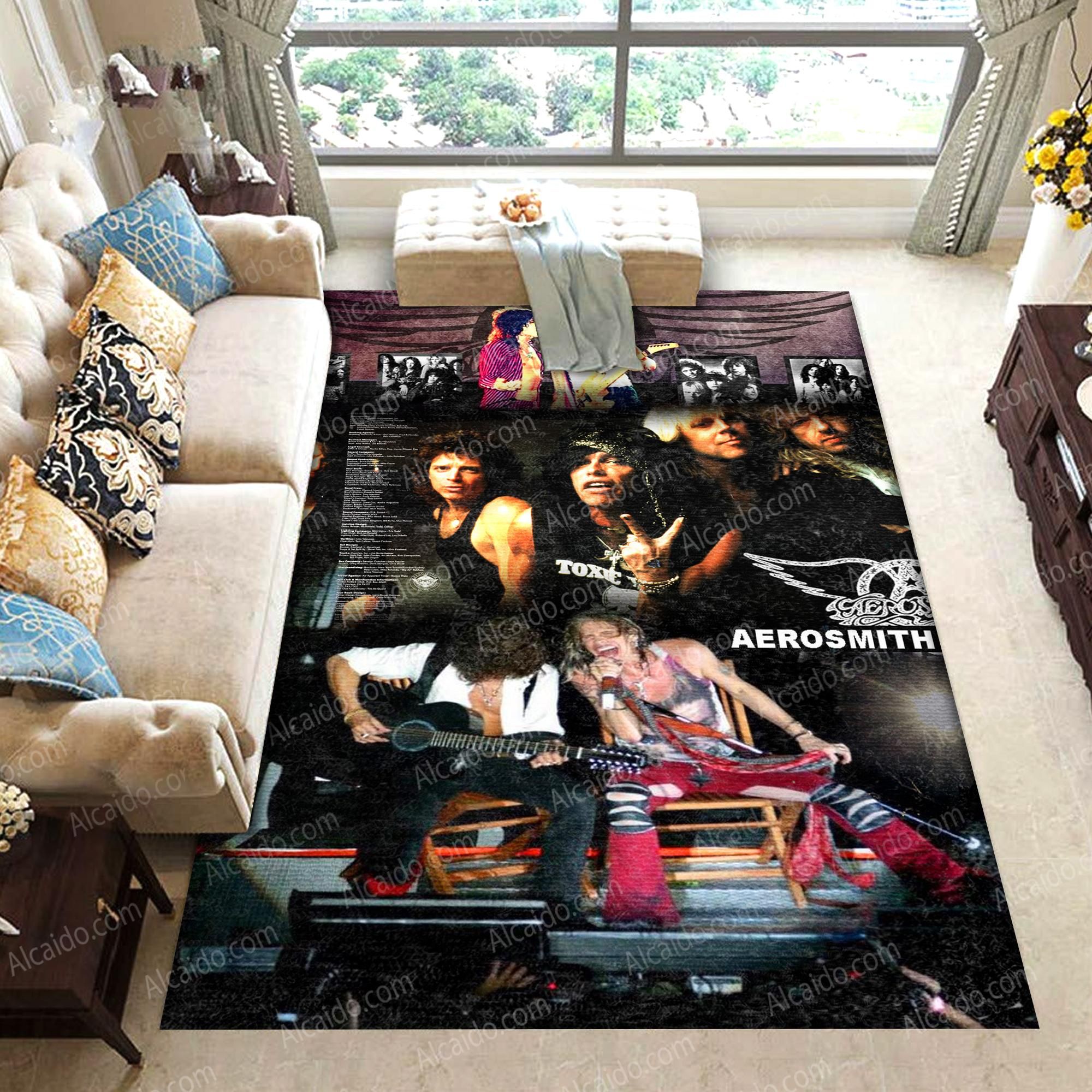 Aerosmith American Rock Band Steven Tyler Singing Vintage Living Room Area Rug Carpet,  Kitchen Rug, Home Decor