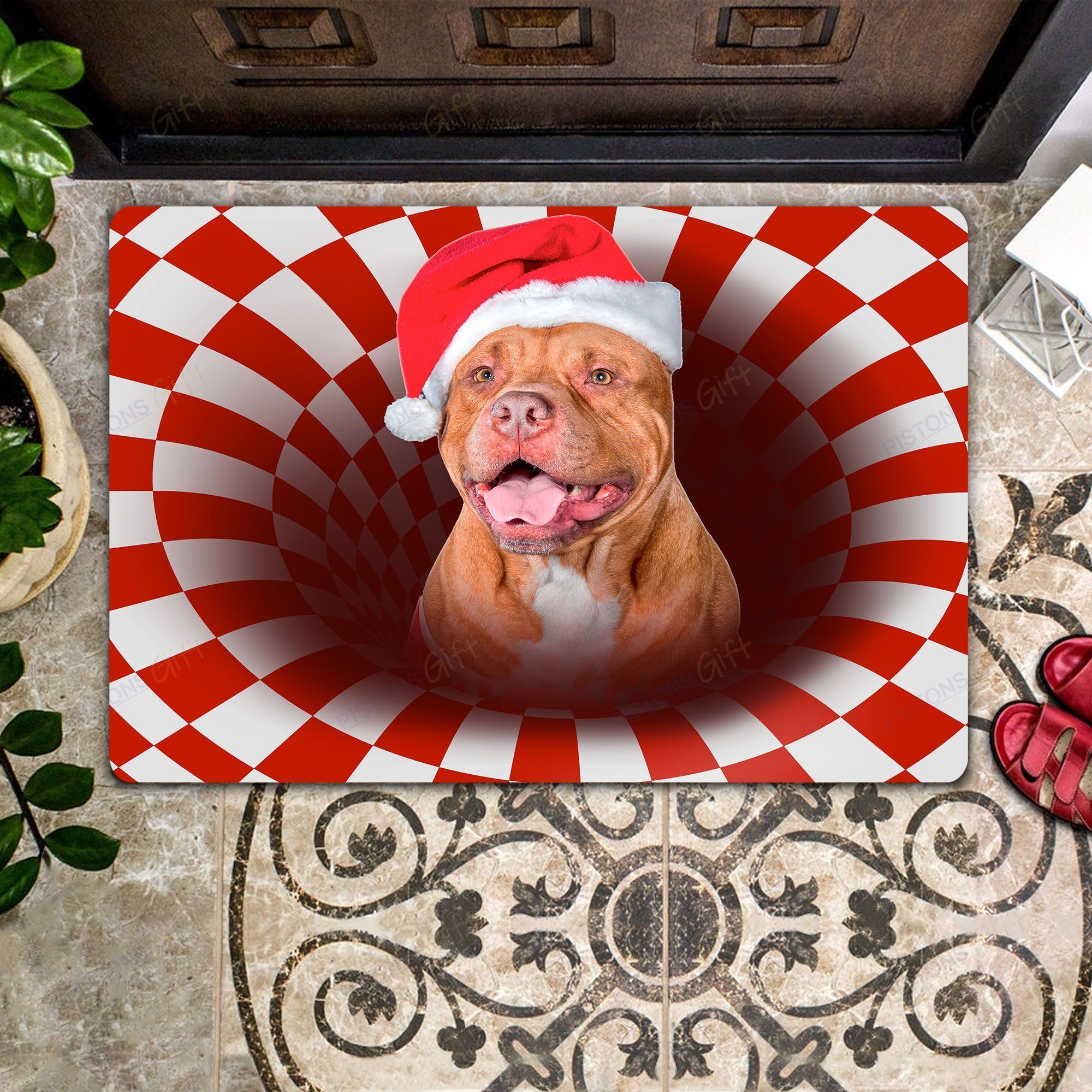 Pitbull Christmas All Over Printing Doormat