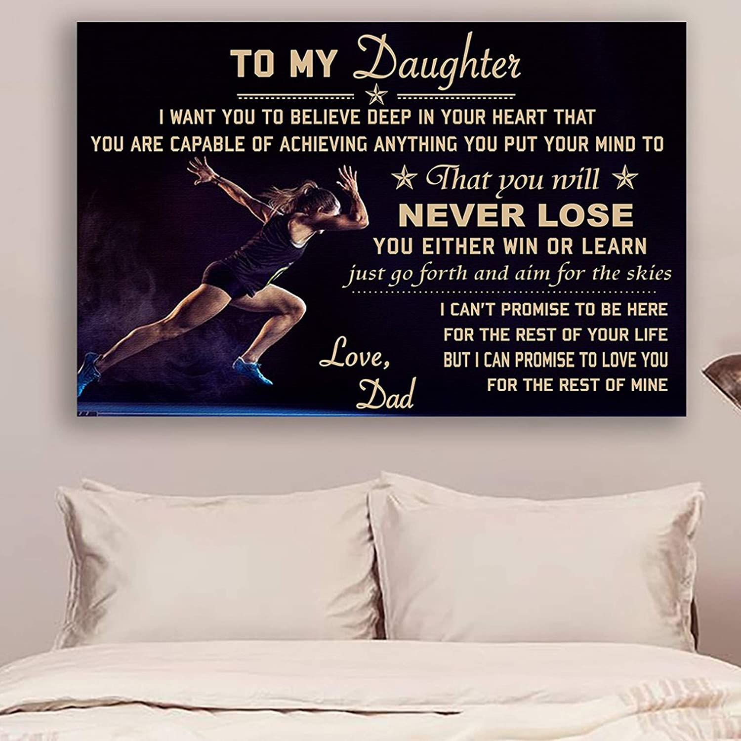 Athletics Poster – DAD to Daughter – Never Lose Beautiful Poster is Best Gift for Daughter from Dad