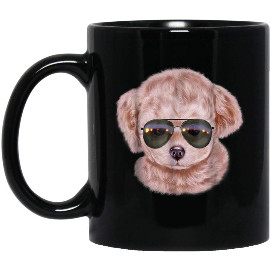 Mug Cool Creamy Poodle Puppy in Aviator Sunglass Dog