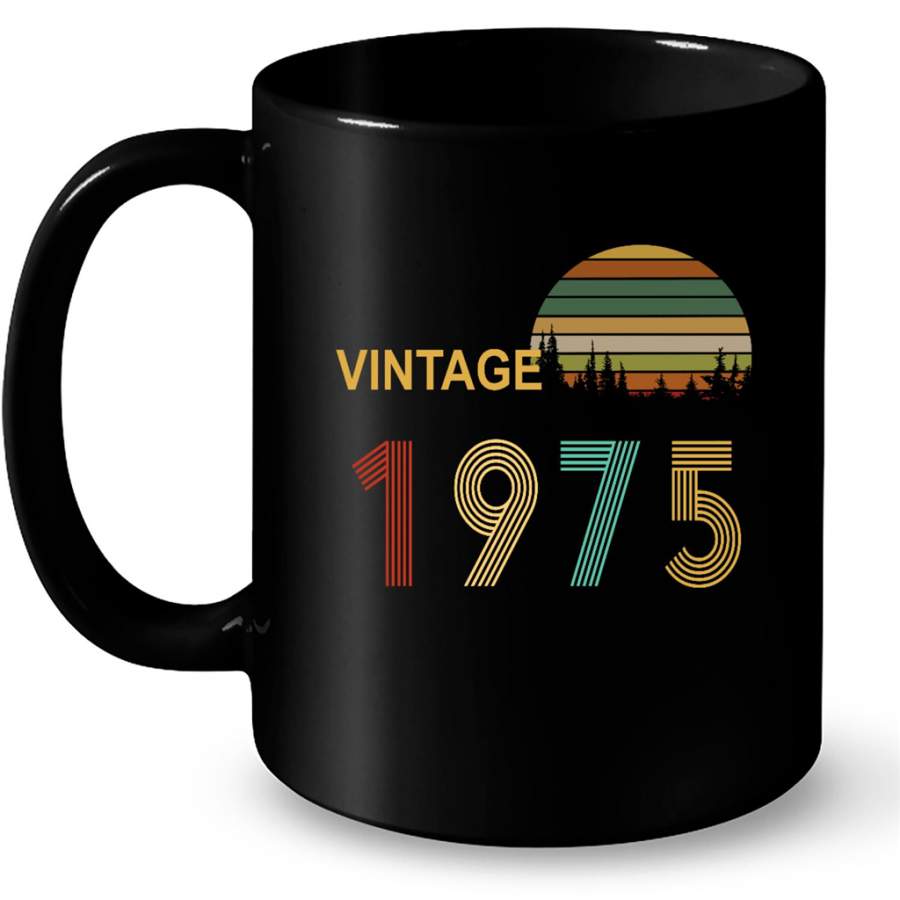 Vintage 1975, Birthday Gift, Retro Classic – Full-Wrap Coffee Black Mug