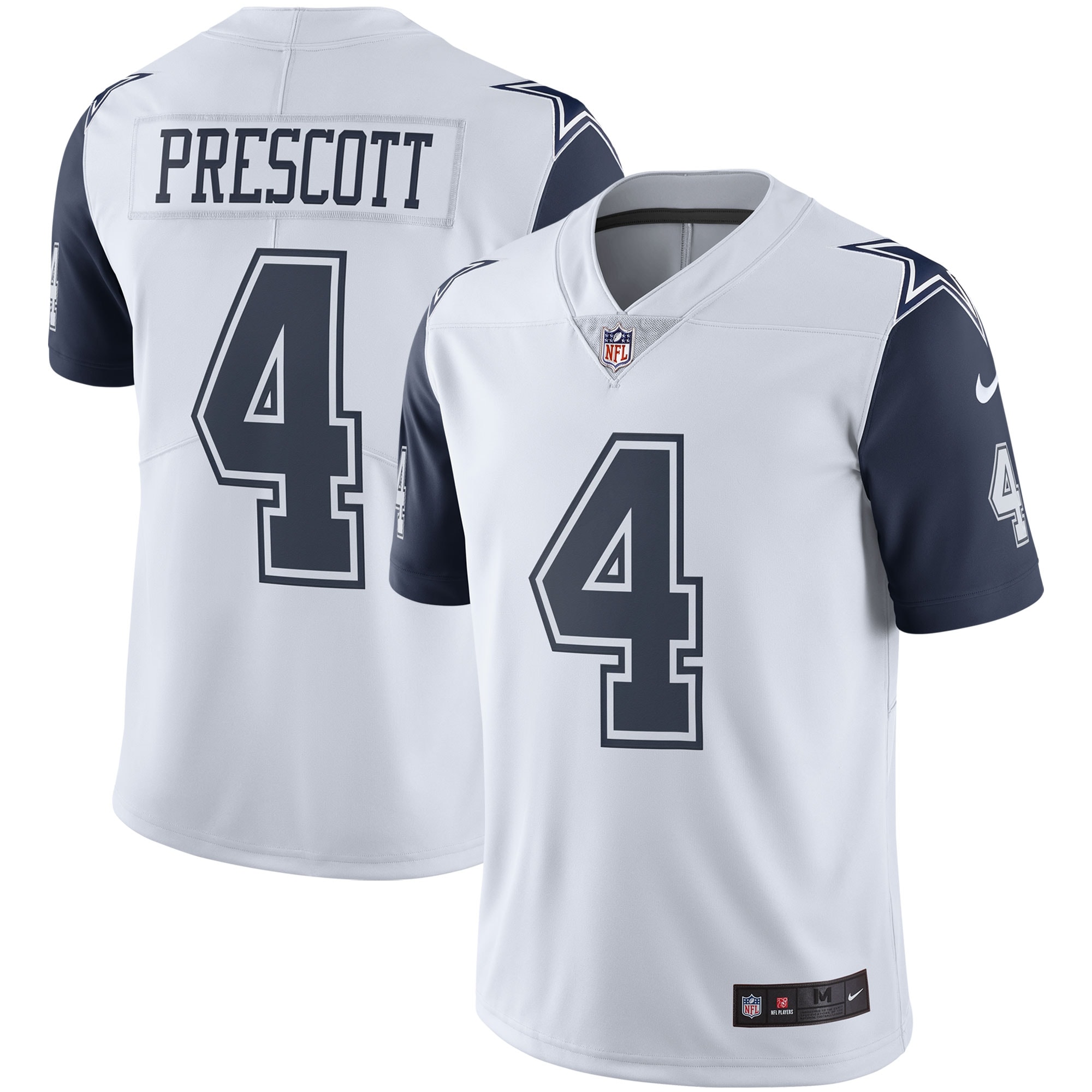 Men’s Dallas Cowboys Dak Prescott White Color Rush Vapor Limited Jersey