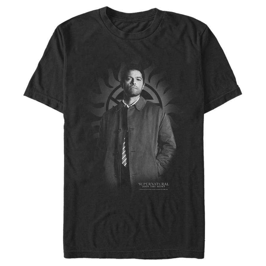 Supernatural Men’s Castiel Gray Grayscale Angel  T Shirt