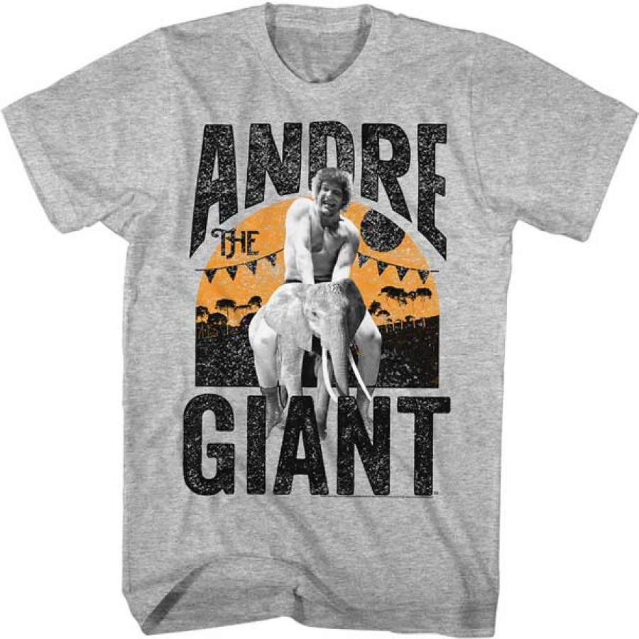 ANDRE THE GIANT-ELEPHANT RIDE-GRAY HEATHER ADULT S/S T-SHIRT