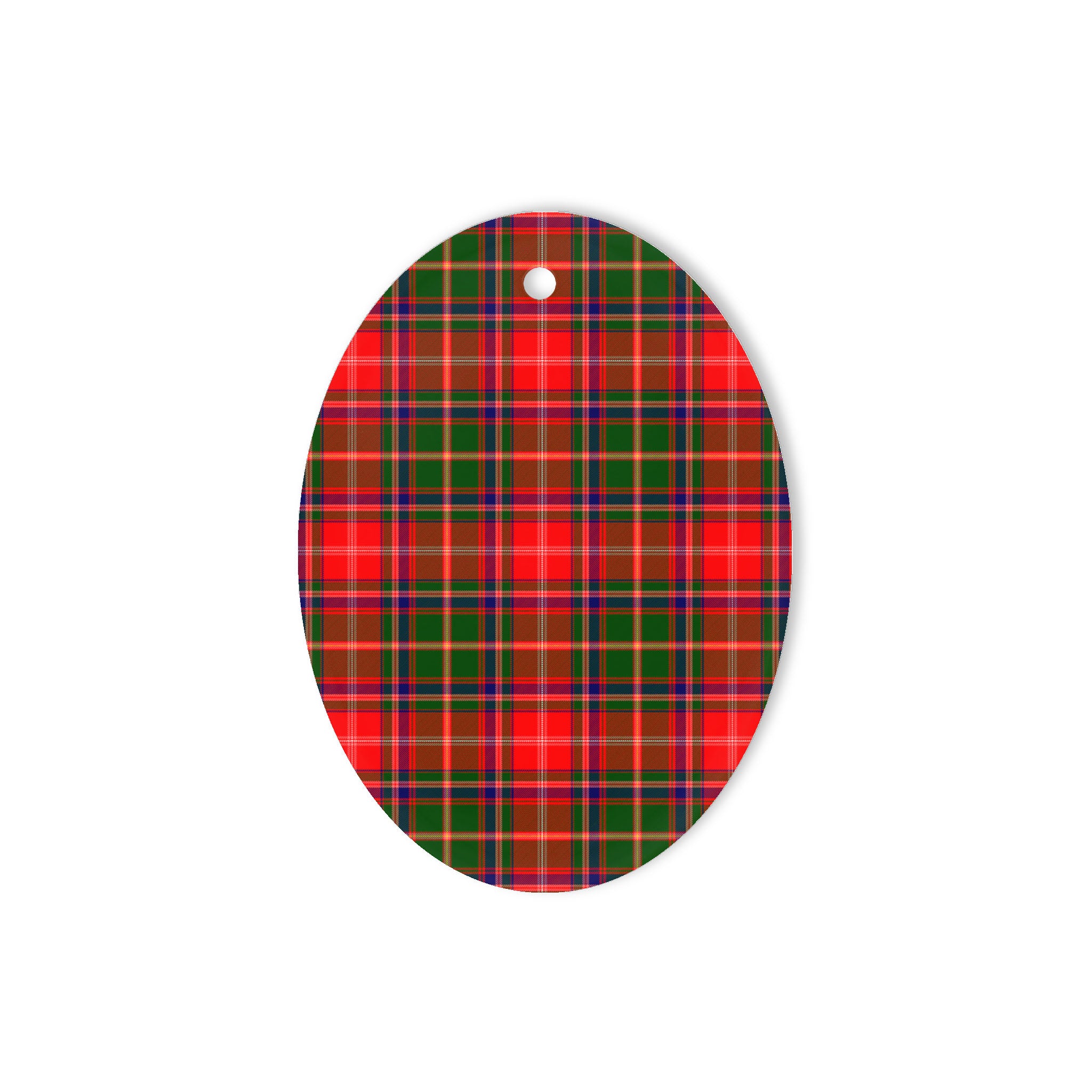 Somerville Tartan Oval Ornaments, Christmas Tree Ornament, Plaid Christmas Ornaments, Ceramic Oval Christmas Tree Decoration