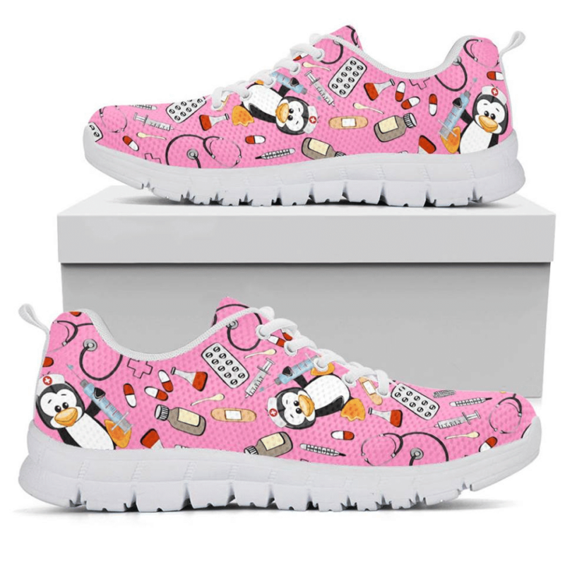 Penguin Doctor Medical Icon Shoes Running Birthday Gift Fashion White Shoes Fly Sneakers