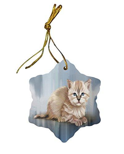 Seal Point Kitten Cat Christmas Snowflake Ceramic Ornament