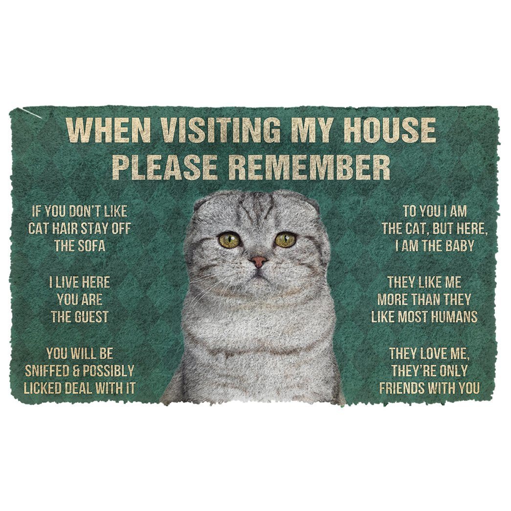 Gearhumans  GearHuman 3D Please Remember Scottish Fold Cats House Rules Doormat