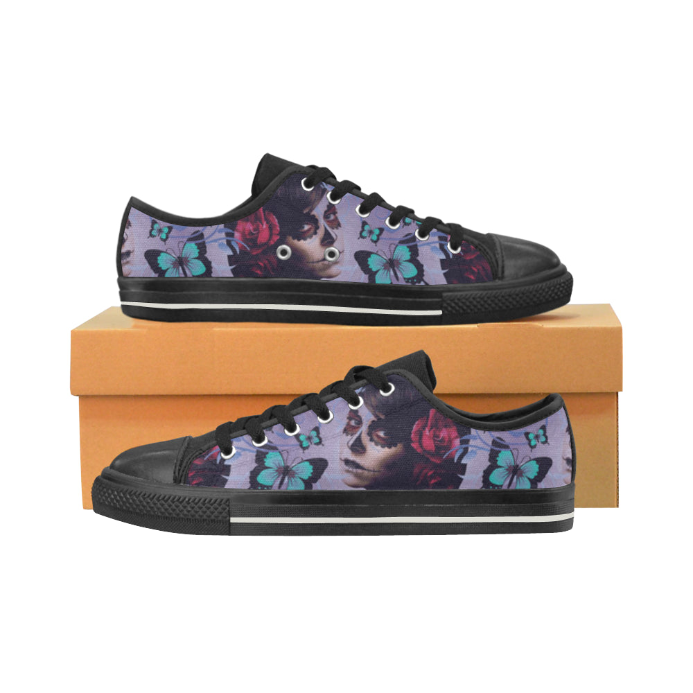 Sugar Skull Candy Black Women’s Classic Canvas Shoes