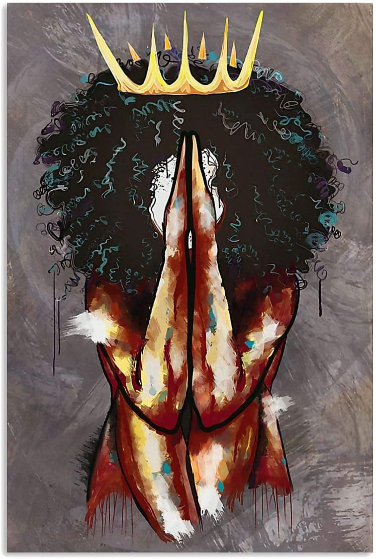 Skitongifts Poster No Frame, Proud Black Girl Art Black Queen Praying, Wall Art Decor