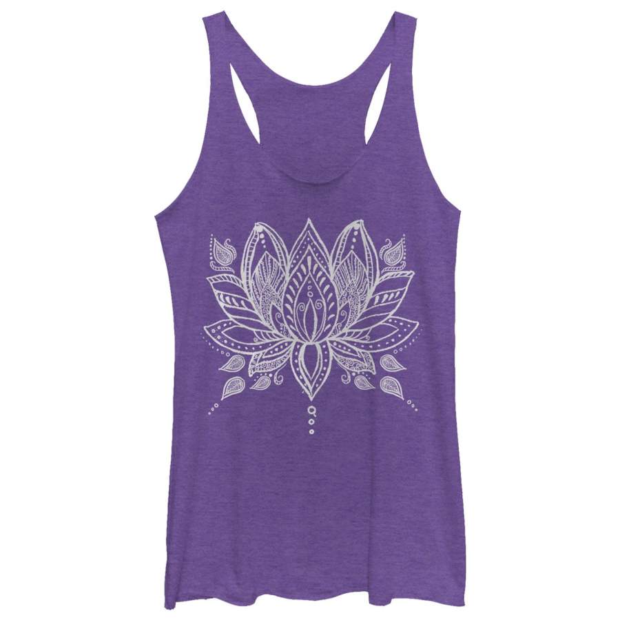 CHIN UP Women’s Henna Lotus Flower  Racerback Tank