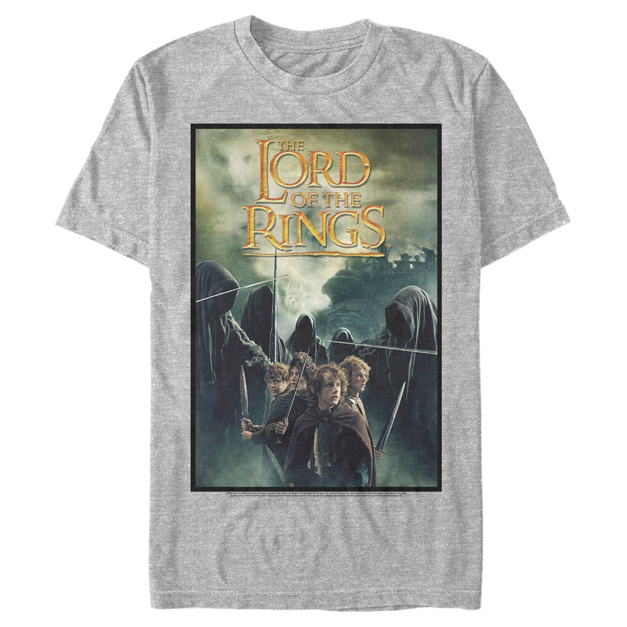 The Lord Of The Rings Men’S Fellowship Of The Ring Four Hobbits Movie Poster  T-Shirt