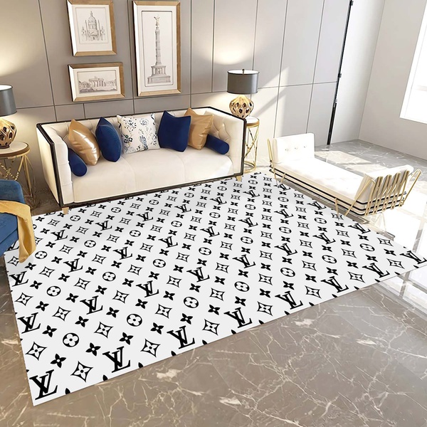 LV Logo Inspired Area Rug, Hypebeast Living Room Carpet, Fashion Brand ...