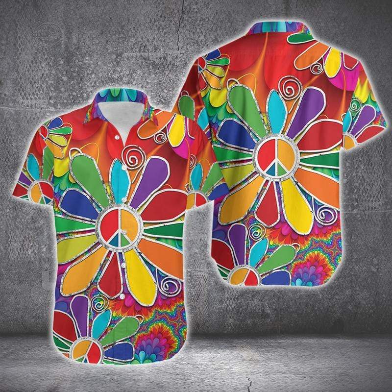 Hippie Tie Dye Flower Hawaiian Shirt | For Men & Women | Hw1463