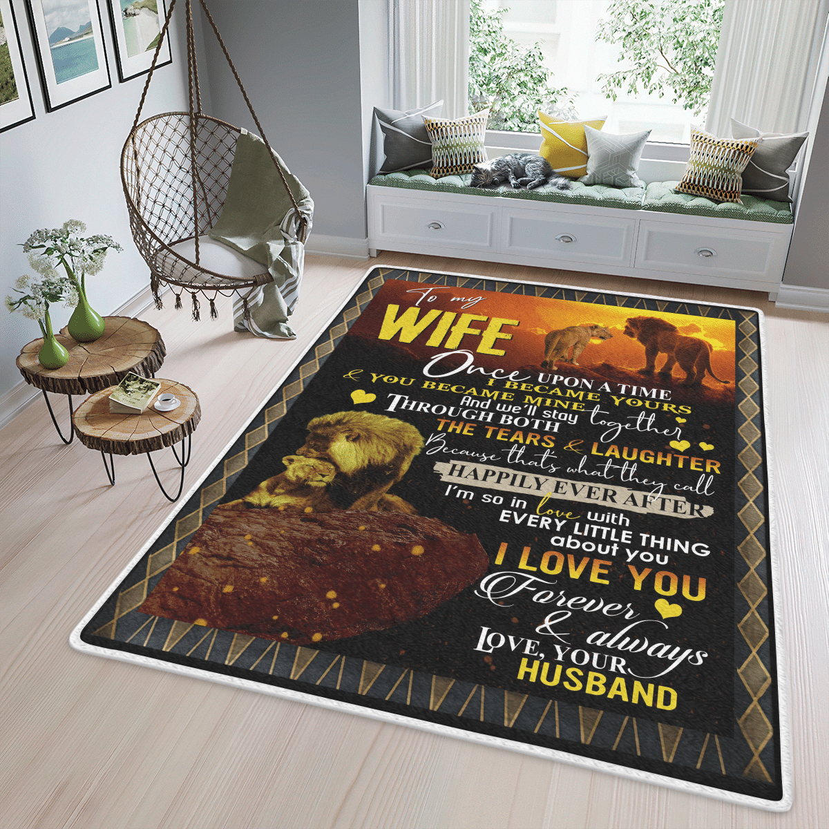 Wooni To My Wife I Love You Forever – Lion Area Rug, Rectangle Rug Wn070322212