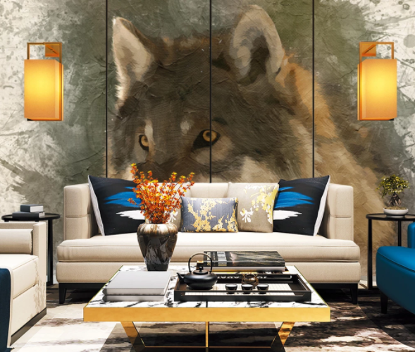 3D Watercolor Animal Wolf Wall Mural Wallpaper Lqh 349