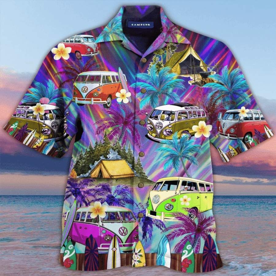 Amazing Camping Hippie Van Unisex Hawaii Aloha Shirts Ha66853