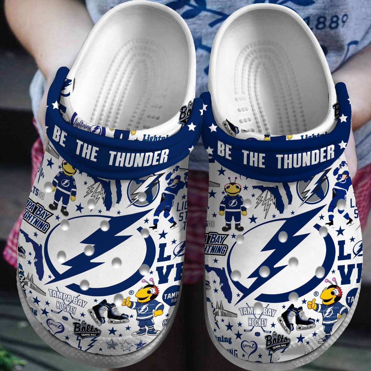 Tampa Bay Lightning NHL Sport Crocs Crocband Clogs Shoes Comfortable For Men Women and Kids