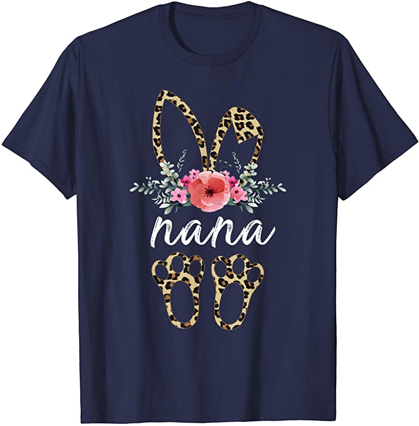 Mother’s Day Easter Shirt For Mimi Leopard Bunny Floral T-Shirt