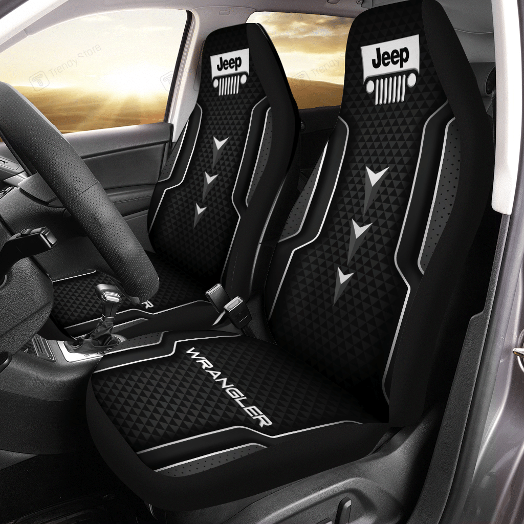 Jeep Wrangler Car Seat Cover (Set Of 2) Ver 14 (Black)