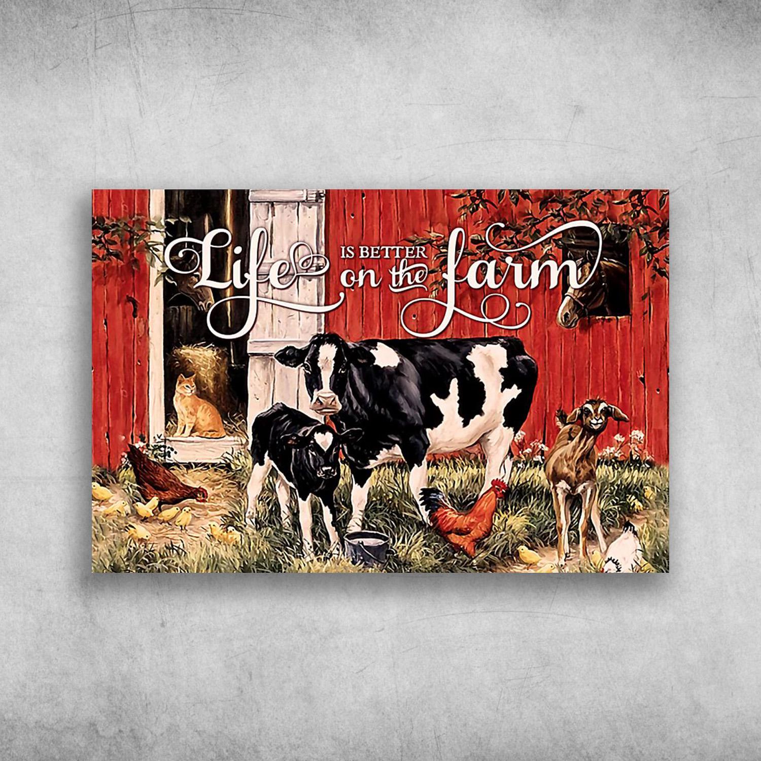 The Animals On The Farm Life Is Better On The Farm Poster Print, Canvas Print, Canvas Wall Art, Canvas And Poster Wall Decor