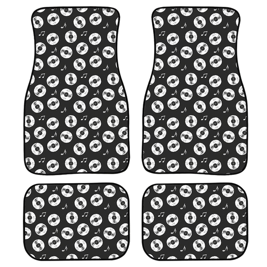 Hand Drawn Vinyl Record Pattern Print Front And Back Car Floor Mats, Front Car Mat