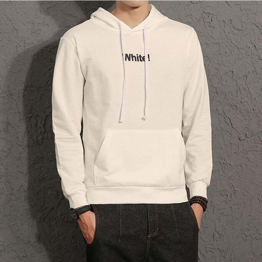 PIZZ ANNU  Simple Basic Letter Print Hoodie for Men Sports Outdoor Pullover