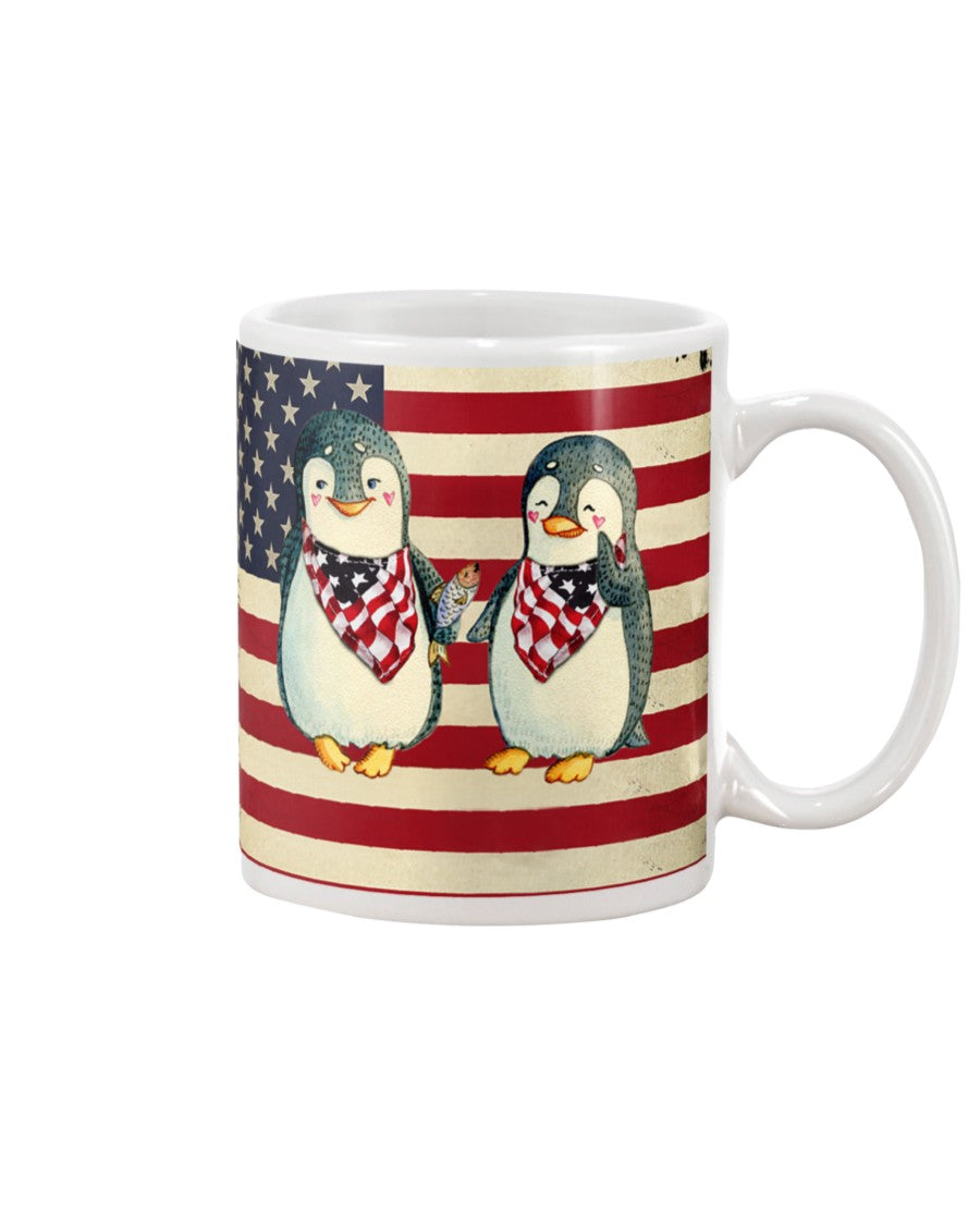 Lovely Phone Case With America Flag Gift For Penguin Lovers Mug