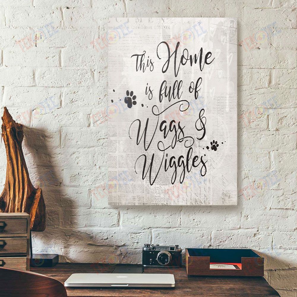 Canvas Artwork This Home Is Full Of Wags & Wiggles Wood Frame Pet Canvas Wall Art Home Decoration