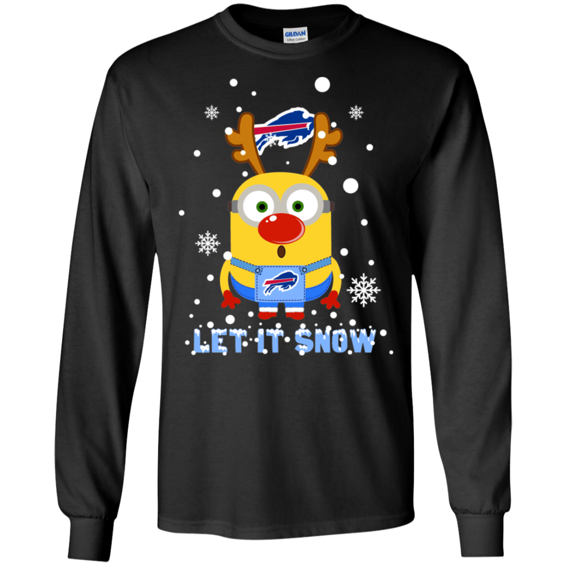 Buy Minion Buffalo Bills Ugly Christmas Sweaters Let It Snow Ls Cotton T-Shirt