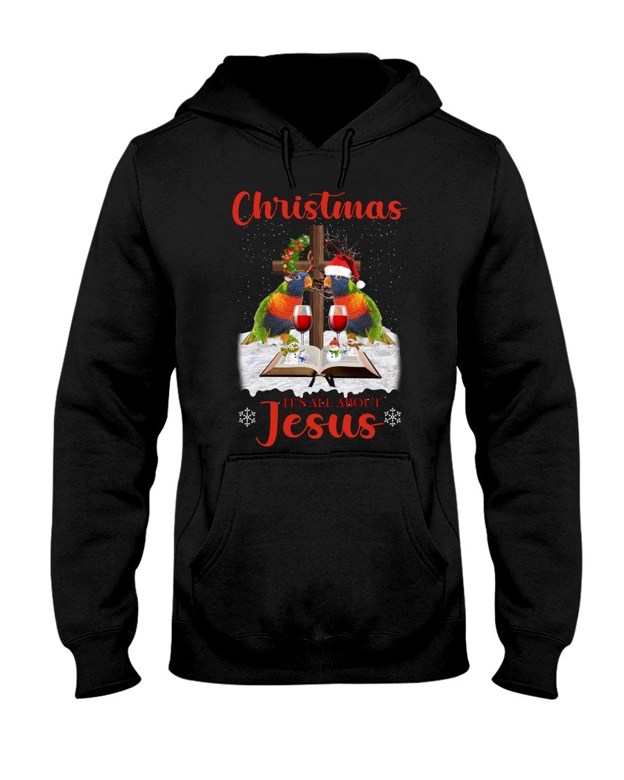 Christmas It’S All About Jesus Parrot Hooded Sweatshirt